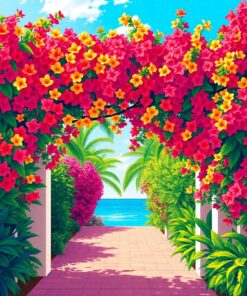 Bougainvillea Archway Paint Numbers