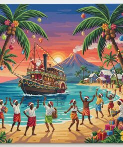 Caribbean Yuletide Steamer Arrival Paint By Numbers