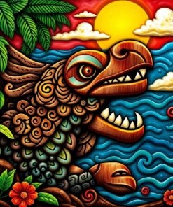 Carved Polynesian Honu Wood Paint By Numbers