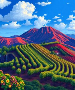 Cascading Realistic Volcanic Vineyard Paint By Numbers