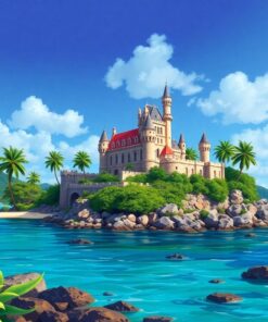 Castle Above Tropical Waters Paint By Numbers