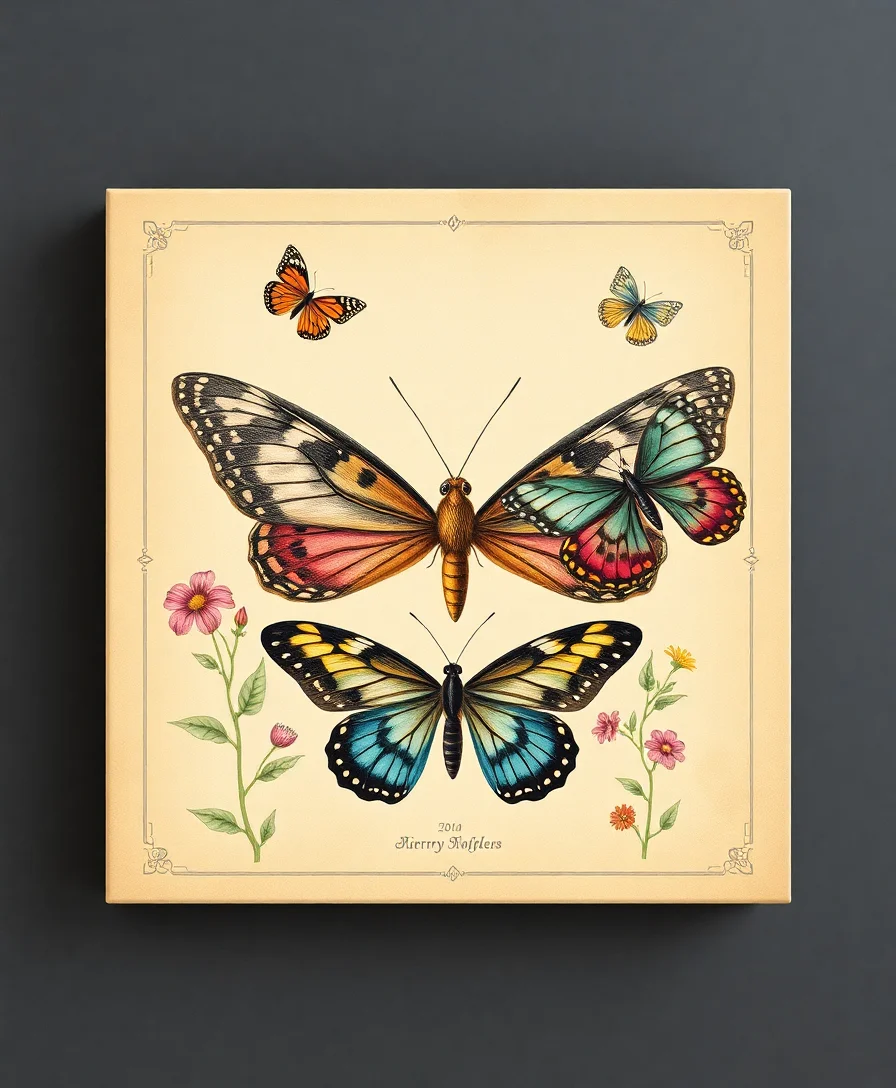 Vintage Botanical Butterflies