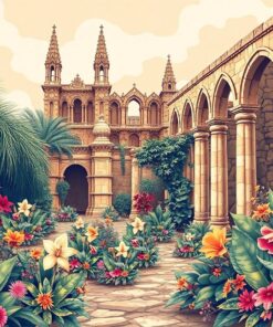 Cathedral Ruins Exotic Flora Paint By Numbers