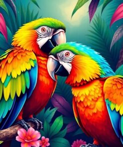 Celestial Jungle Macaw Duo Paint By Numbers