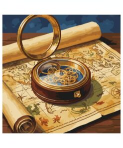 Chronometer On Vintage Map Paint By Numbers