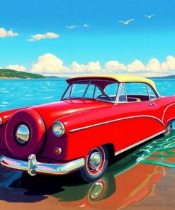 Cinematic Shoreline Retro Cruiser Paint By Numbers