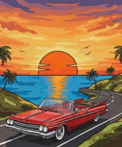 Cinematic Sunset Vintage Drive Paint By Numbers
