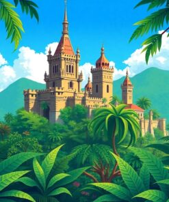 Citadel Amidst Tropical Ferns Paint By Numbers