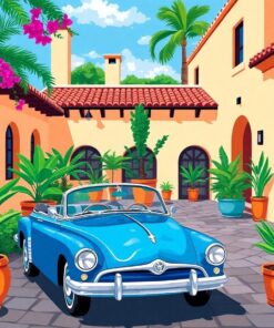 Classic Auto Hacienda Courtyard Paint By Numbers