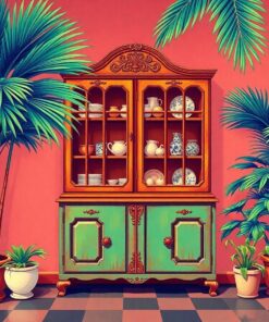 Classic Cabinet Under Palms Paint By Numbers