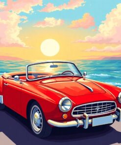Classic Car Ocean View Paint By Numbers
