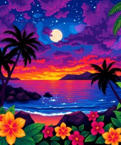 Classic Hawaiian Night Fire Paint By Numbers