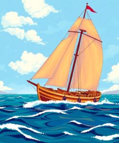 Classic Island Sailing Vessel Paint By Numbers