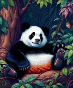 Classic Jungle Panda Lounging Paint By Numbers