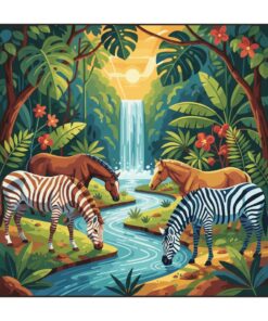 Classic Jungle Stream Equines Paint By Numbers