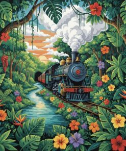 Classic Locomotive Rainforest Arrival Paint By Numbers