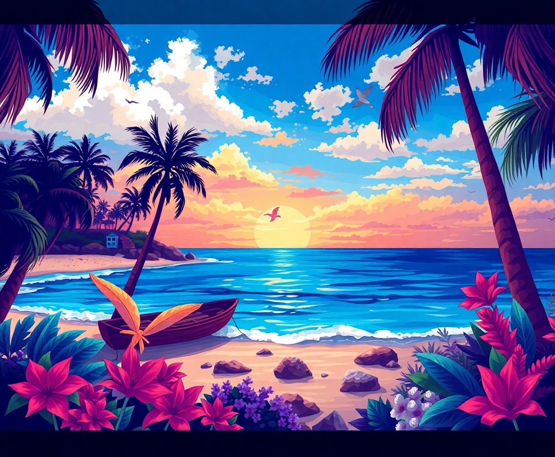 Classic Tropic Edge Explorer Paint By Numbers Kit completed