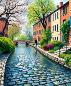 Cobblestones Meeting Lush Waters Paint By Numbers