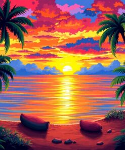 Coconut Grove Impressionist Sunset Paint By Numbers