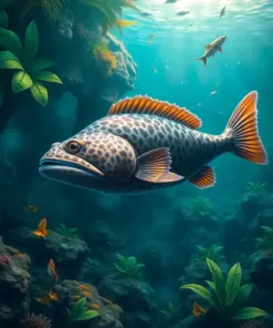 Coelacanth Over Tropical Abyss Paint By Numbers