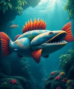 Coelacanth Over Tropical Abyss Paint By Numbers