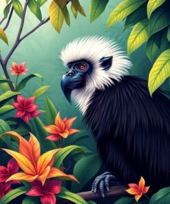 Colobus In Tropical Vines Paint By Numbers