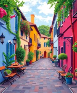 Colorful Colonial Street Guest Paint By Numbers