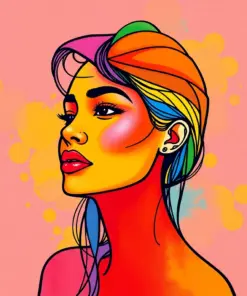 Colorful Thoughts Minimal Line Art Woman Paint by Numbers