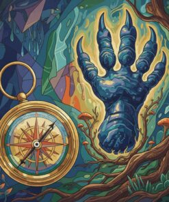 Compass Beside Cryptid Footprint Paint By Numbers