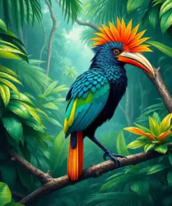 Concealed Tropical Canopy Hoatzin paint by numbers