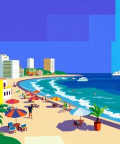 Copacabana Vintage Cubism Seaside Paint By Numbers