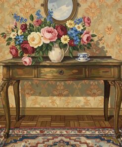 Cozy Vintage Floral Console Paint By Numbers