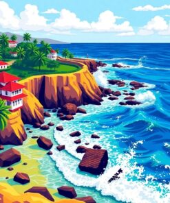 Crashing Tropical Malecon Waves Paint By Numbers