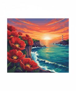 Crimson Blooms Coastal Drop Paint By Numbers