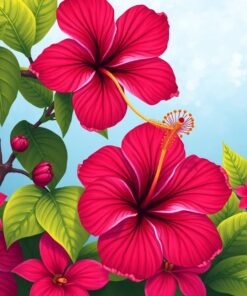 Crimson Hibiscus Kona Roast Paint By Numbers