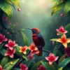 Crimson Sunbird Tropical Bloom Paint By Numbers