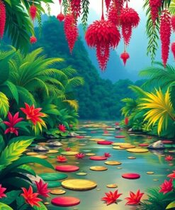 Crimson Suspension Jungle Oasis Paint By Numbers