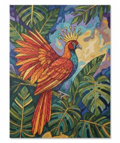 Crowned Raggiana Among Leaves Paint By Numbers