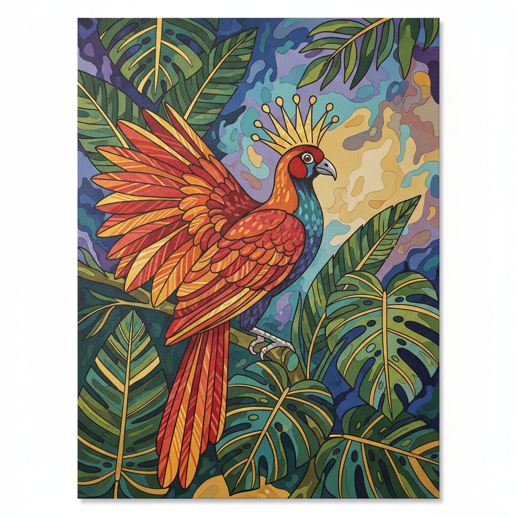 crowned-raggiana-among-leaves-paint-by-numbers-kit