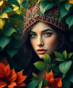 Crowned Raggiana Among Leaves Paint By Numbers