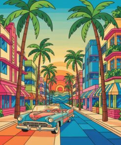 Cruising Tropical Deco Streets Paint By Numbers
