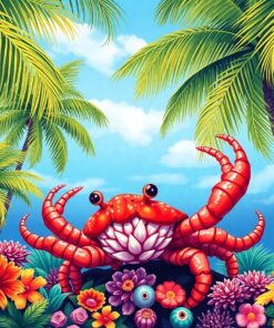 Crustacean Beneath Tropical Palms Paint By Numbers