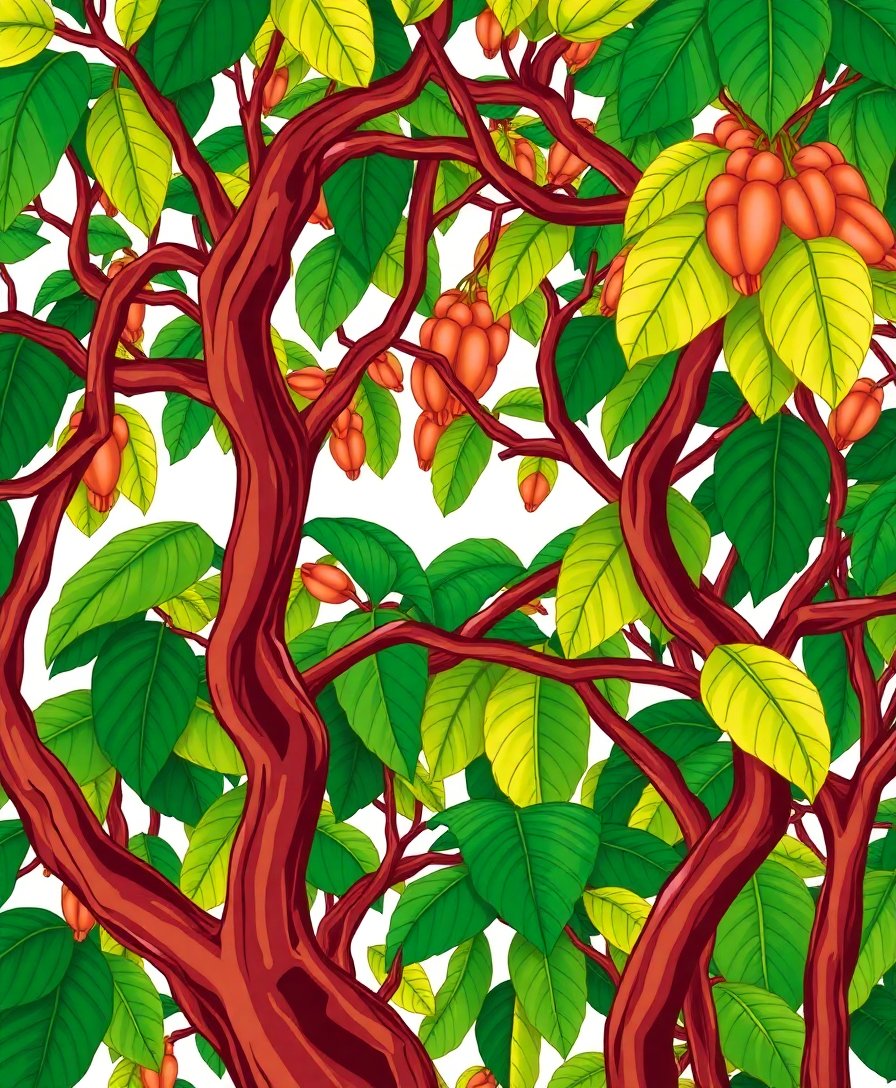 Curving Cocoa Tree Branches Paint By Numbers - Art Nouveau Kit completed