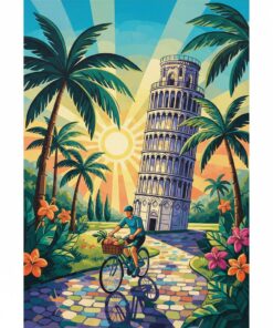 Cycling Tropical Sunlit Pisa Paint By Numbers