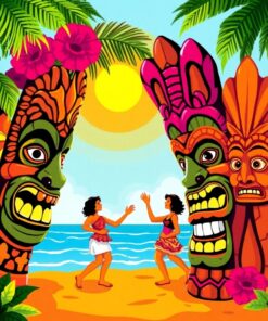 Tiki Masks Paint Numbers