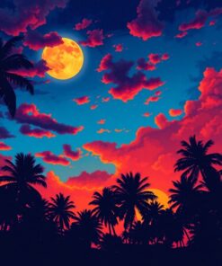 Dark Palms Molten Sky Paint By Numbers