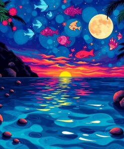 Dark Tropical Ocean Mirror Paint By Numbers