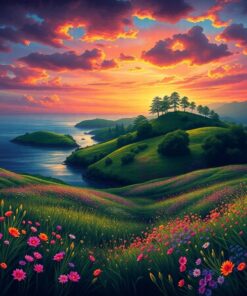 Darkening Realistic Island Meadow Paint By Numbers