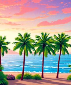 Dawn Over Swaying Palms Paint By Numbers