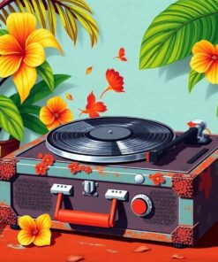 Decaying Tropical Record Player Paint By Numbers